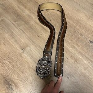 WCM New York Genuine Fur and Leather Belt